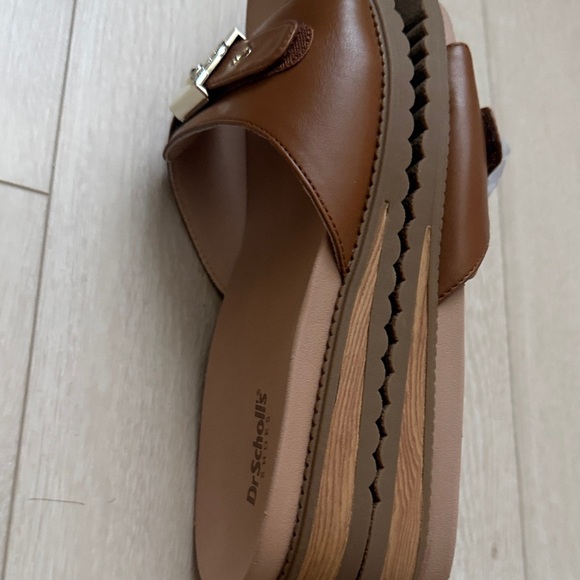 Dr. Scholl's Brown Slide Sandals with Gold Accent - Picture 8 of 10